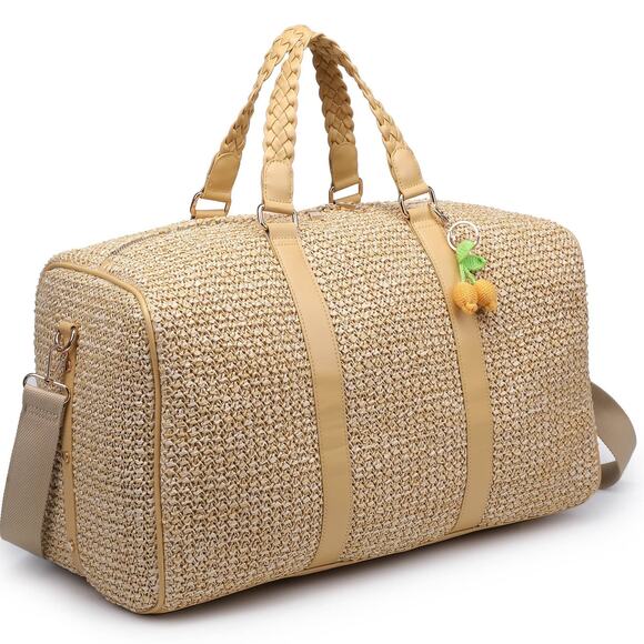Coastal Escape Straw Weekender Bag Natural - Picture 1 of 5